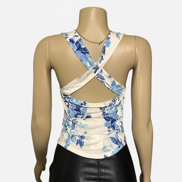 Free People Blue and White Floral Blouse - Picture 4 of 5